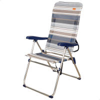 Silla playa plegable alta 5 posiciones a rayas azules y grises Aktive - details 0