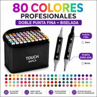 Touch Set de 80 Rotuladores de Alcohol Doble Punta Profesional - Marcadores de Tinta de Alcohol con Punta Fina y Biselada, Ideal para Manga, Cómic, Lettering e Ilustración, Estuche Resistente Incluido - details 0