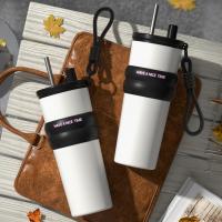 Botella De Agua Aislada Al Vacío De Acero Inoxidable Con Taza Y Tiras De Mordaza a Prueba De Fugas Para Bebidas Calientes Y Frías Portátil Para Viajes Y Deportes - details 3