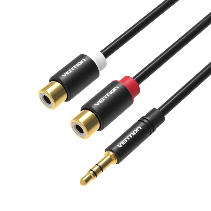 Cable AUX 3.5mm Macho a 2 Jacks RCA Hembra Vention Para iPhone Computadora Altavoces Estéreo Adaptador Y De Audio - 1