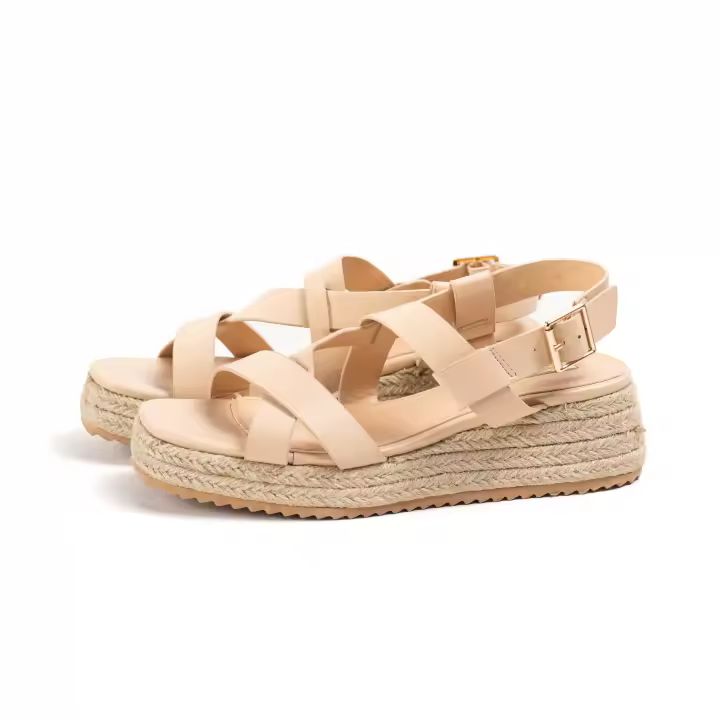 Sandalias de Plataforma de Esparto para Mujer con Tiras Cruzadas. Calzado Cómodo y Casual. Paloma Wang - 1
