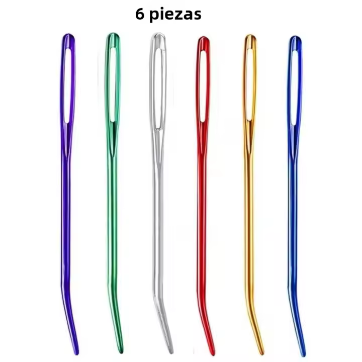 2/6/12pcs Agujas De Tejer De Tela De Aluminio Con Punta Curva Para Tejer Y Costura Accesorios DIY De Manualidades Y Artesanías - 1