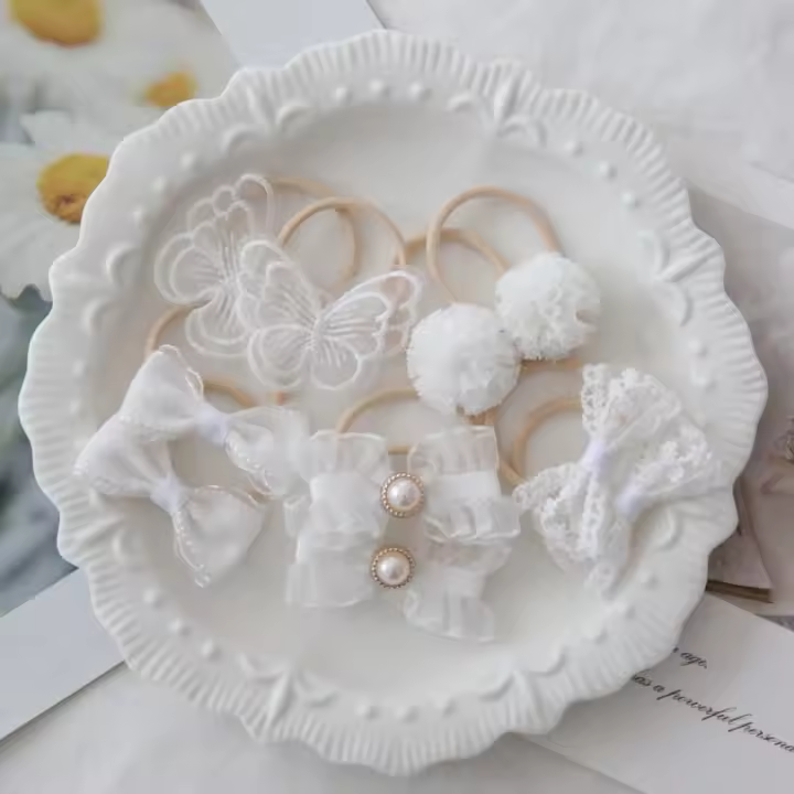 10Pcs/Lot Cinturones De Pelo Elásticos Hechos a Mano Para Niñas Decoración De Pelo Infantil Lindo Accesorio De Cabello Trendy - 1