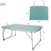 Aktive - Mesa baja plegable, 60x40x25 cm, menta, estructura de aluminio, soporta 30 kg, asa bandolera transporte, de camping, playa, jardín - details 3