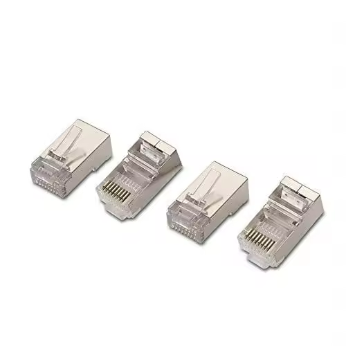 CABLEPELADO Conectores Ethernet RJ45 | 8P8C | Enchufe Modular Para Crimpar | LAN Gigabit de Alta Velocidad | Conexión a Internet | Ideal para PC, Router, Modem, Switch, TV (10 Unidades, CAT6 FTP) - 1