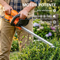Outsunny Tijeras Cortasetos Eléctrico, Cortasetos Batería 18V con Batería de 2000mAh, Hoja de Doble Acción de 51 cm, Motor sin Escobillas y Cargador para Setos, Césped, Naranja - details 0
