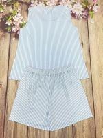 Conjunto De Mujer De Talla Grande Verano Rayado Estilo Casual Polyester Elástico Medio Ajuste Regular Para Edad Media - details 1