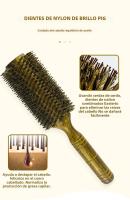 Cepillo De Pelo Redondo Profesional Con Cerdas De Jabalí Para Mujeres Y Hombres Accesorios De Peluquería Cepillo De Madera Para Estilizar El Cabello Y Masajear La Escalpelo - details 4