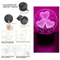 Lámpara LED 3D Ilusión De Amor Regalo Romántico Para Día De San Valentín Luz Nocturna Para Dormitorio Luz De Escritorio Decoración De Hogar Forma De Corazón - details 6