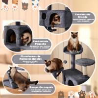 Árbol Rascador para Gatos 139cm con 3 Plataformas 2 Nidos 2 Pompones Torre de Escalador con Postes en Sisal Ideal para 3-4 Gatos Gris Oscuro - details 2