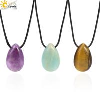 Collar De Piedra Natural Con Colgante De Gota Para Hombres Y Mujeres Collar De Cristal Con Amatista Rosa Y Ojos De Tigre Ajustable Para Todas Las Ocasi\u00f3nsvia CSJA Joyas - details 19
