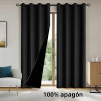 Cortinas De Blackout 100% En Color Sólido Para Protección Solar Y Aislamiento Total Para Dormitorio Y Sala De Estar - details 16