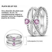 Anillo Anillo De Plata 925 Para Mujer Con Corazón Rosa Azul Sol Estrella Luna Crossover Anillo Ancho Joyería De Fiesta Regalo De Cumpleaños - details 16