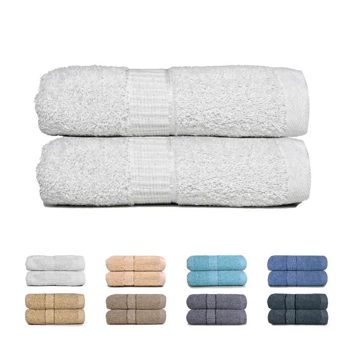 GFD Textiles - Juego de Toallas Tocador Lavabo Ducha y Baño. Toallas 100% Algodon. Toallas Baño Ducha Gimnasio. Towels Extra Suaves, Muy Absorbente y Secado Rápido - Propiedades Antibacterianas, Alta Densidad, Diseño Moderno y Elegante