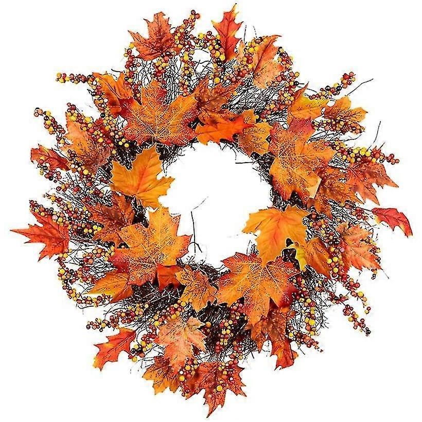 Corona navideña de 45 cm para puerta, corona de otoño simulada para puerta de Halloween
