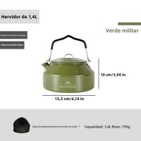 Hervidor De Agua De Viaje Ultraligero De 1.4L Con Manija Para Estufa Café Metal Suministros De Mesa Color Khaki Verde Negro - details 25
