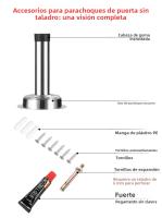 Parador De Puerta De Acero Inoxidable De Tamaño Extendido Con Punta De Goma Antideslizante Y Antiseña Protector De Pared Para Sliding - details 7