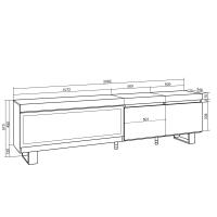 Skraut Home, Mueble Televisión, 208x35x57cm, Fuego Led XXL efecto 3D, Veteado de madera, Tacto poroso de alta calidad - details 2