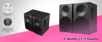 Woxter Dynamic Line 410 – Altavoces Estéreo 2.0 Autoamplificados con 150W, Ideal para PC Estudio, DJ Madera, Woofer de 4 pulgadas, 2 Tweeter, 3.5 mm, RCA, Control Volumen, Agudos, Graves - Colores: Negro o Blanco - details 0