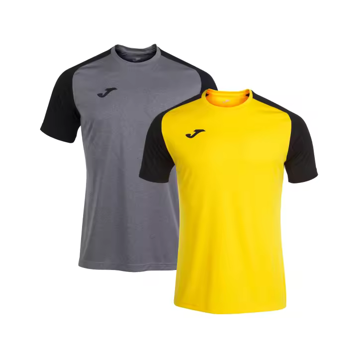 Pack de 2 Camisetas M/C Hombre Joma Academy 101968 Gris Melange Negro 251 y Amarillo Negro 901 Ligera - 1