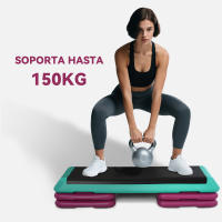HOMCOM Tabla de Stepping Fitness Aeróbico Bicicleta Estática Stepper Altura Regulable 10cm/15cm/20cm PVC PP Negro+Verde+Morado 110 x 40 x 20 cm - details 5