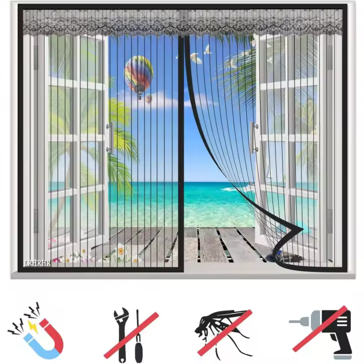 CA Mosquitera Magnética para Ventana 31x39 Pulgadas (80x100cm) - Negro - 1