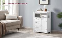 VASAGLE Mueble de Baño, Armario de Baño, Unidad de Almacenamiento de Baño, con 3 Cajones, Estantes Regulables, 30 x 60 x 80 cm, Blanco - details 1