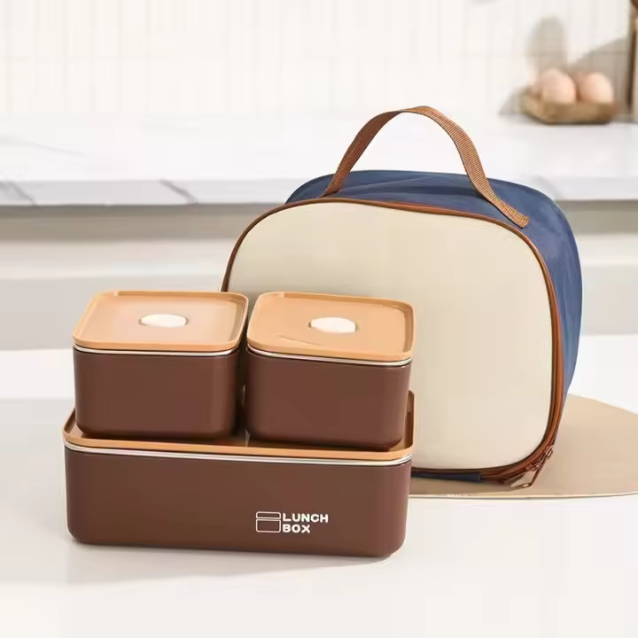 Contenedor De Alimentos De Acero Inoxidable Con Capas Doble Para Mantener Fresco Y Aislado Tres Tamaños Diferentes Para Viajes Y Picnics - 1