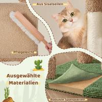 Cactus-Shaped Cat Scratching Tree with Observation Platform, Cave, and Sisal Logs, 42.5×42.5×106.5 cm, Brown and Green - details 2