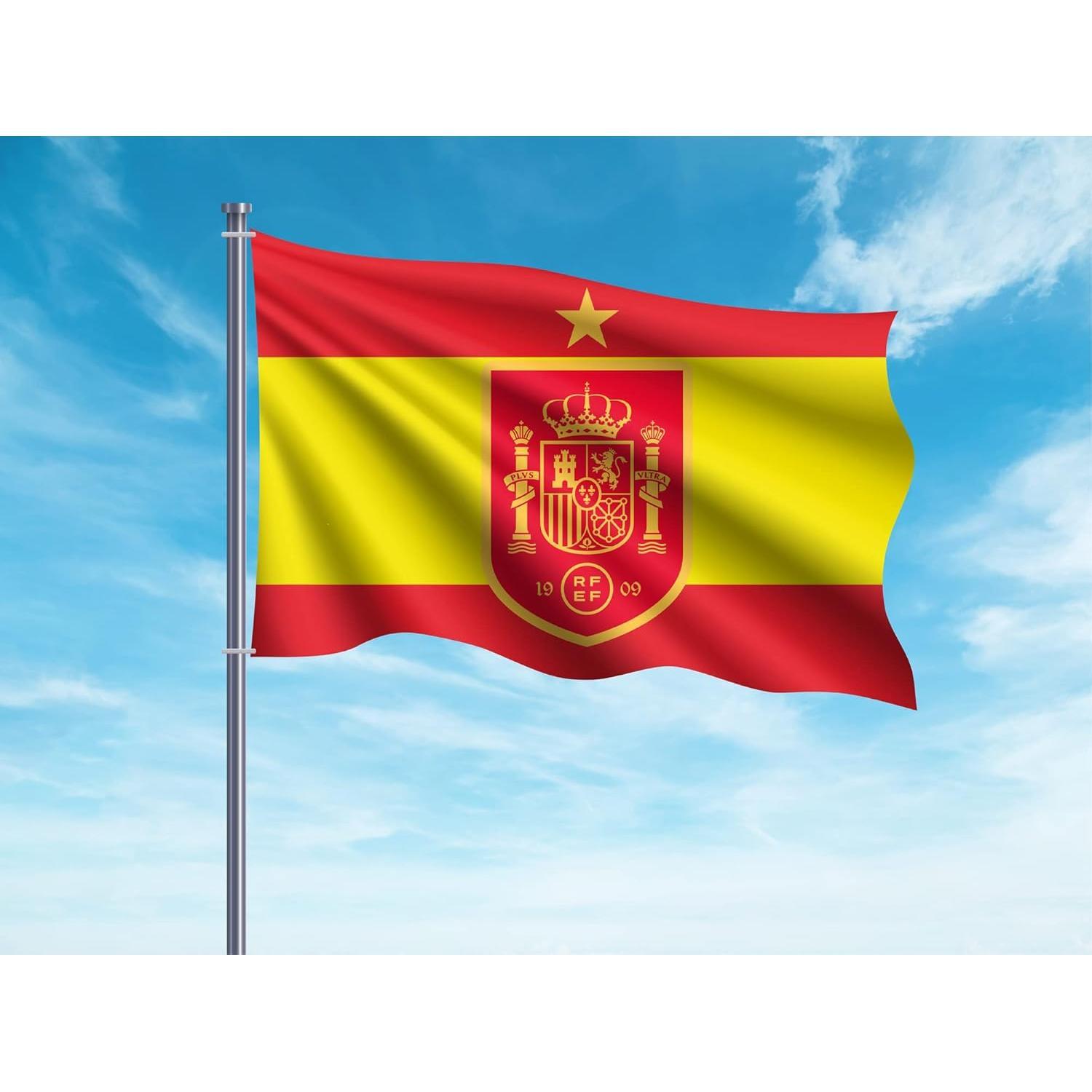Oedim Bandera España Personalizada, 150x85cm, Reforzada y con Pespuntes, Bandera con 2 Ojales Metálicos y Resistente al Agua