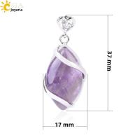 Colgante Clásico En Forma De Ojo De Caballo CSJA Con Piedras Naturales Pendiente De Plata Para Collares Unisex Joyería Moda - details 20