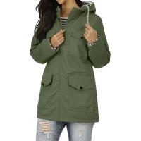 Chaqueta De Lluvia Para Mujer En Color Sólido Casual Impermeable Con Capucha Abrigo De Montañismo a Prueba De Viento De Polyester Y Spandex Cierre De Cremallera Estilo Regular Longitud Larga - details 0