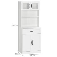 HOMCOM Alacena de Cocina Mueble Buffet de Cocina con 4 Puertas Cajón y Estantes Ajustables para Salón Comedor Estilo Moderno 60x38x161 cm Blanco - details 2