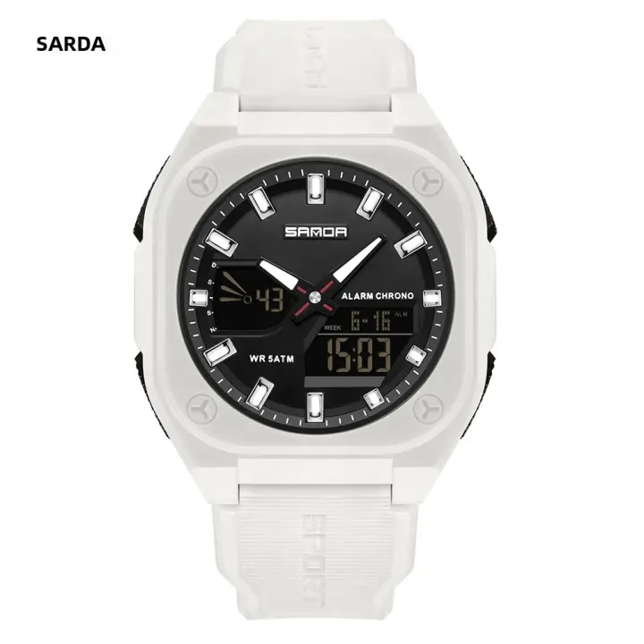 Reloj Deportivo Para Hombre SANDA Impermeable Con Pantalla Dual Luz Luminosa Militar Cuarzo Reloj Digital De Lujo Con Calendario Completo Resistente Al Choque - 1
