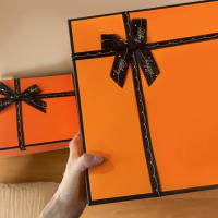 Caja De Regalo De Boda Naranja Con Lazo Caja De Regalo Premium Para Cumpleaños Y San Valentín Empaque De Regalos De Cartón - details 3