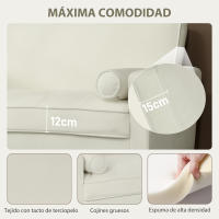 HOMCOM Sofá de Plaza Tapizado en Terciopelo Sofá de Salón de con Asiento Capitoné y Patas de Madera para Espacios Pequeños Dormitorio Sala de Estar Oficina Crema - details 3