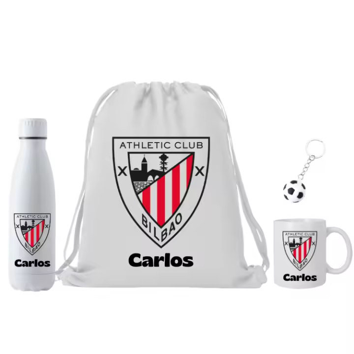 Lote Athletic Club Mochila + Botella termo + taza + llavero - (DEJAR NOMBRE EN CHAT O NOTAS) Escudo Club Athletic de Bilbao + nombre - 1
