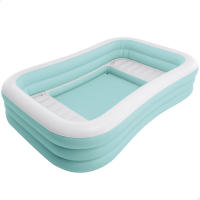 INTEX - Piscina hinchable infantil, color azul y blanco, medidas de 264x165x56 cm, suelo y asientos hinchables, capacidad para 780 litros agua, 2 cámaras de aire, 1 parche reparación, piscinas desmontables para niños - details 0
