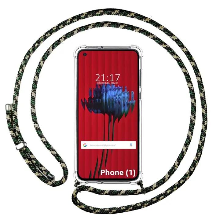 Funda Colgante Transparente para Nothing Phone 1 con Cordon Verde / Dorado - 1