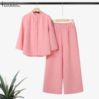 Conjunto De Traje Elegante Para Mujer ZANZEA Otoño 2 Piezas Camisa De Manga Larga Y Pantalones Regular Para Trabajo Y Casual - details 9