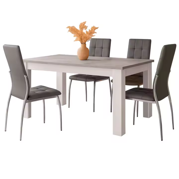 Miroytengo Juego de Comedor Mesa Extensible y 4 Sillas, Juego de Mesa Extensible y 4 Sillas, Mesa Rectangular Gris Cemento - 1