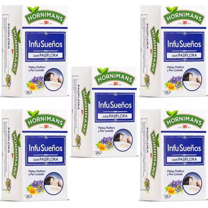 5 cajas de Infu sueños con pasiflora, 20 bolsitas HORNIMANS. 8410091104464 - 1