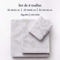 Set 6 de toallas de baño calavera (2x tocador 30x50cm + 2x manos 50x90cm + 2x baño 70x140cm) 100%algodón varios colores Scalpers Home - details 40