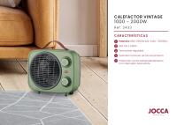 Calefactor Jocca con diseño vintage/postmoderno en color verde con función calor y ventilador, 2 velocidades, termostato regulable, sistema de seguridad antivuelco, indicador luminoso, 1000/2000W, 220-240V 50Hz. Ideal para hogar u oficina - details 0