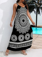 Vestido Bohemio De Verano Para Mujer plus Talla Con Suspensión Espalda Descubierta Estilo Casual Material Poliéster Suave - details 3