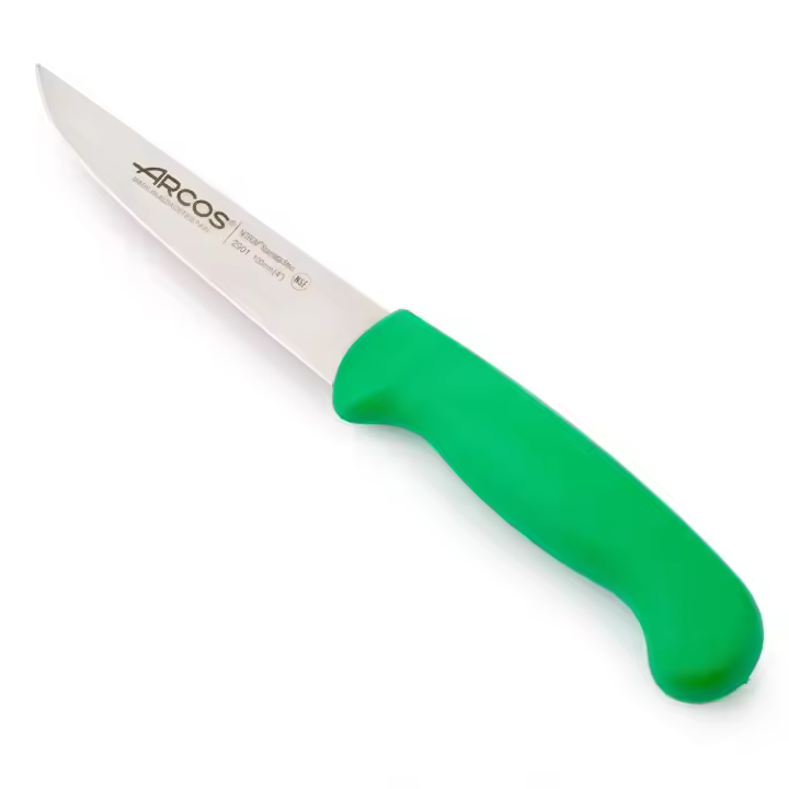Arcos Cuchillo de Verduras Acero Inoxidable NITRUM 100 mm - Ideal para Pelar y Cortar Frutas y Verduras - Mango Polipropileno Amarillo - Serie 2900 - 1