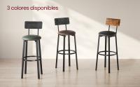 VASAGLE Taburetes de Bar, Juego de 2 Taburetes de Barra, Tapizados de PU, Taburete Alto con Reposapiés, Montaje Simple, Industrial, para Cocina, Comedor, Marrón Rústico y Negro Tinta/Negro Tinta y Marrón Café /Negro Tinta y Verde Bosque - details 1