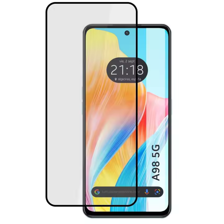 Protector Cristal Templado Completo 5D Full Glue Negro para Oppo A98 5G Vidrio - 1