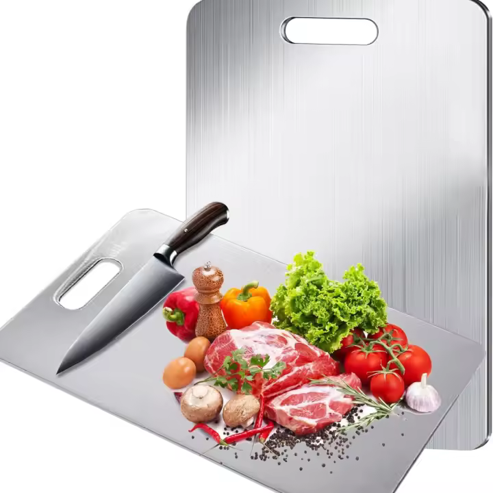 Placa De Corte De Titanio Doble Cara Para Cocina De Grado Alimenticio Uso Para Carne Frutas Y Verduras Placa De Cortar Rectangular De Acero Inoxidable - 1