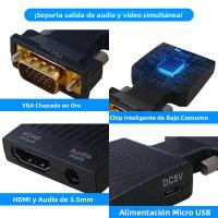 Convertidor VGA a HDMI Compatible Con Cable De Audio 3.5mm Para PS4 PC Laptop TV Monitor Proyector 1080P Adaptador Macho a Hembra - details 6